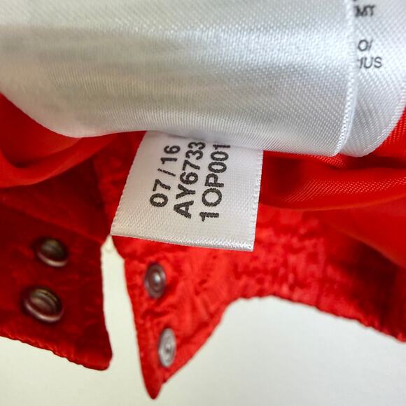 Adidas Tracktop Jacket Womens XS Red Floral Jacquard Trefoil Snap Up AY6733 NWOT - Picture 11 of 11